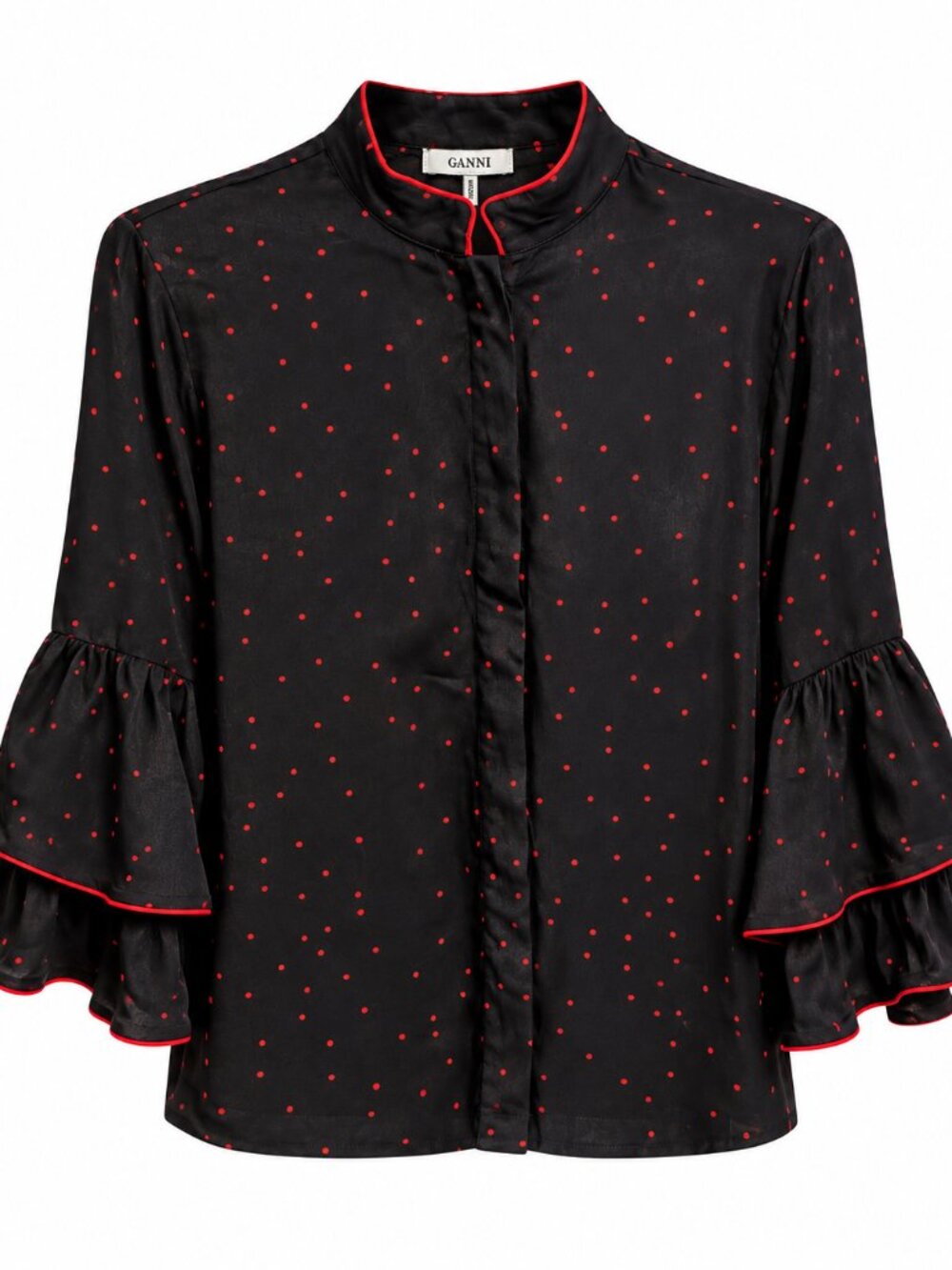 GANNI black polka dot blouse
